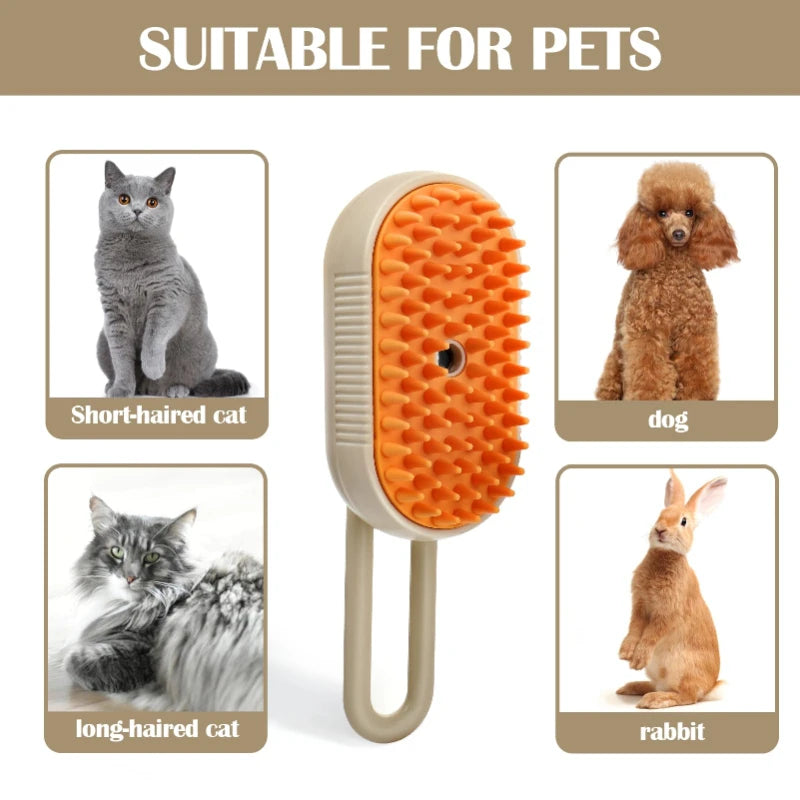  3-in-1 Electric Pet Spray Grooming Brush – Groom, Detangle & De-Shed