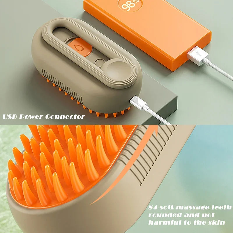  3-in-1 Electric Pet Spray Grooming Brush – Groom, Detangle & De-Shed