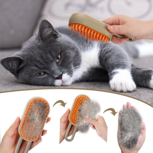  3-in-1 Electric Pet Spray Grooming Brush – Groom, Detangle & De-Shed